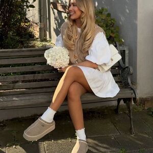 Tan UGG tazz slides